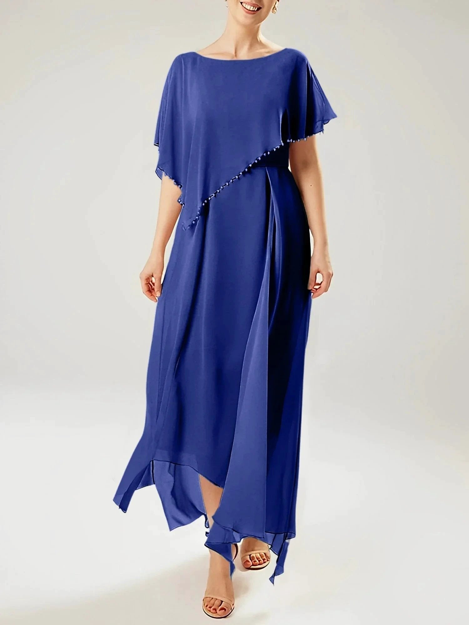 Sheath/Column Scoop Short Sleeves Mother of the Bride Dresses with Tassel