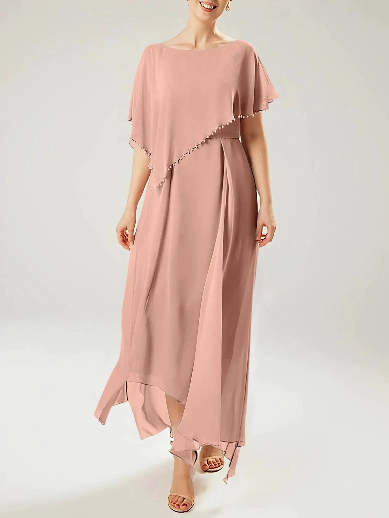 Sheath/Column Scoop Short Sleeves Mother of the Bride Dresses with Tassel