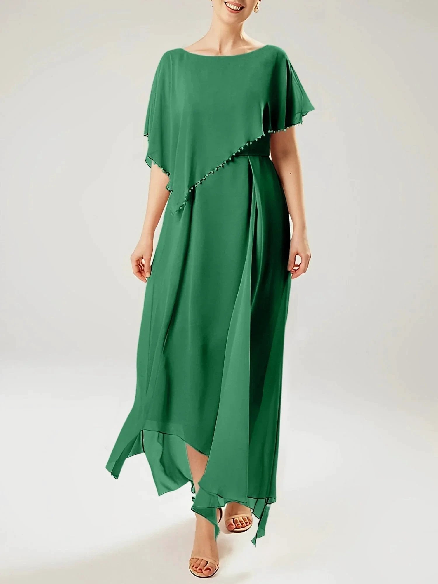 Sheath/Column Scoop Short Sleeves Mother of the Bride Dresses with Tassel