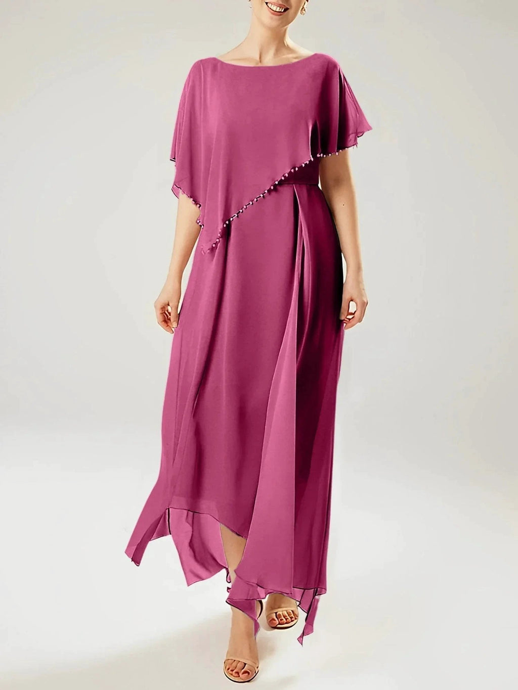 Sheath/Column Scoop Short Sleeves Mother of the Bride Dresses with Tassel