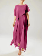Sheath/Column Scoop Short Sleeves Mother of the Bride Dresses with Tassel