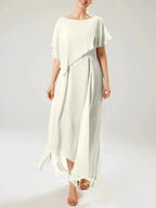Sheath/Column Scoop Short Sleeves Mother of the Bride Dresses with Tassel