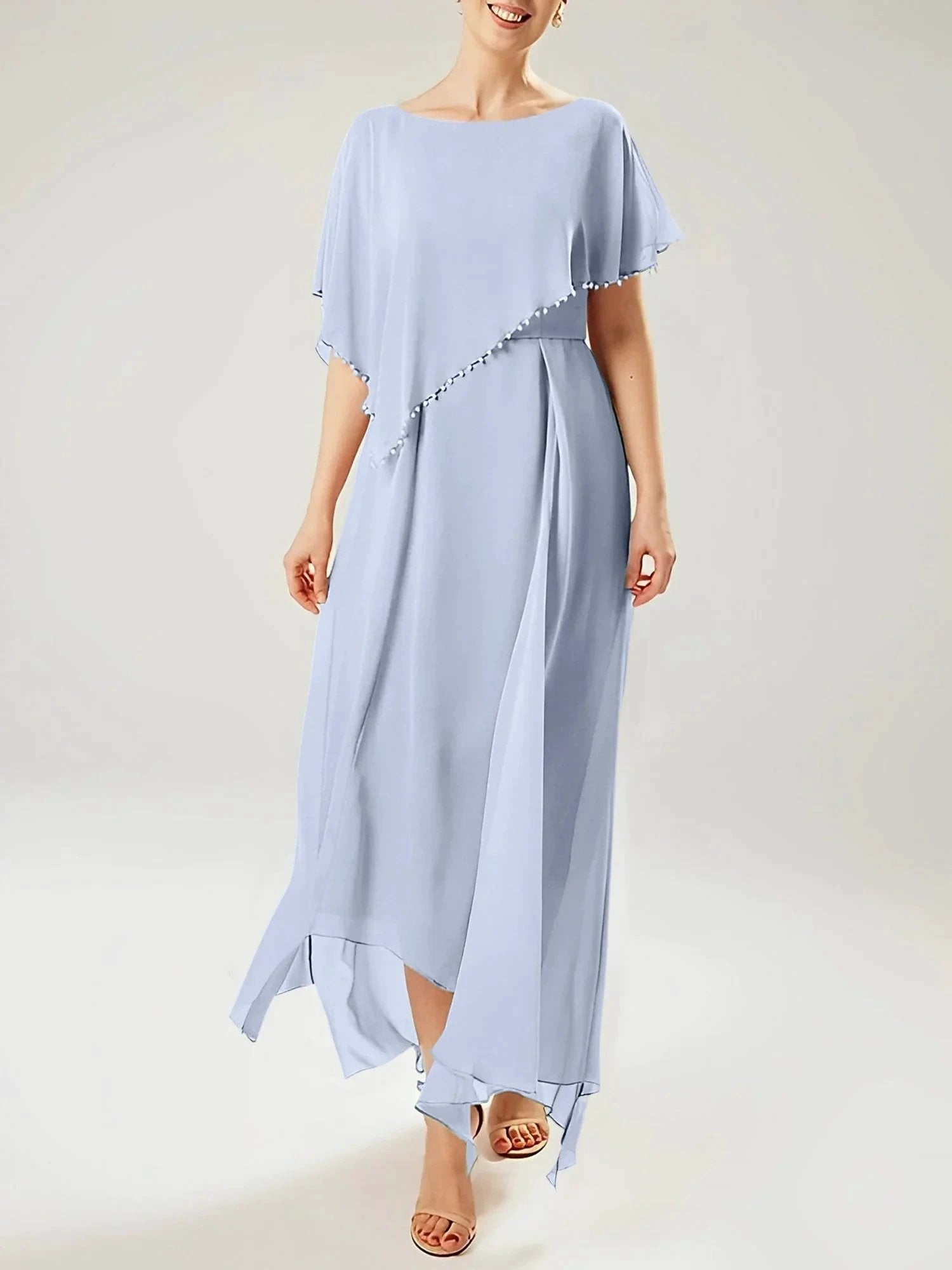 Sheath/Column Scoop Short Sleeves Mother of the Bride Dresses with Tassel