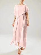 Sheath/Column Scoop Short Sleeves Mother of the Bride Dresses with Tassel