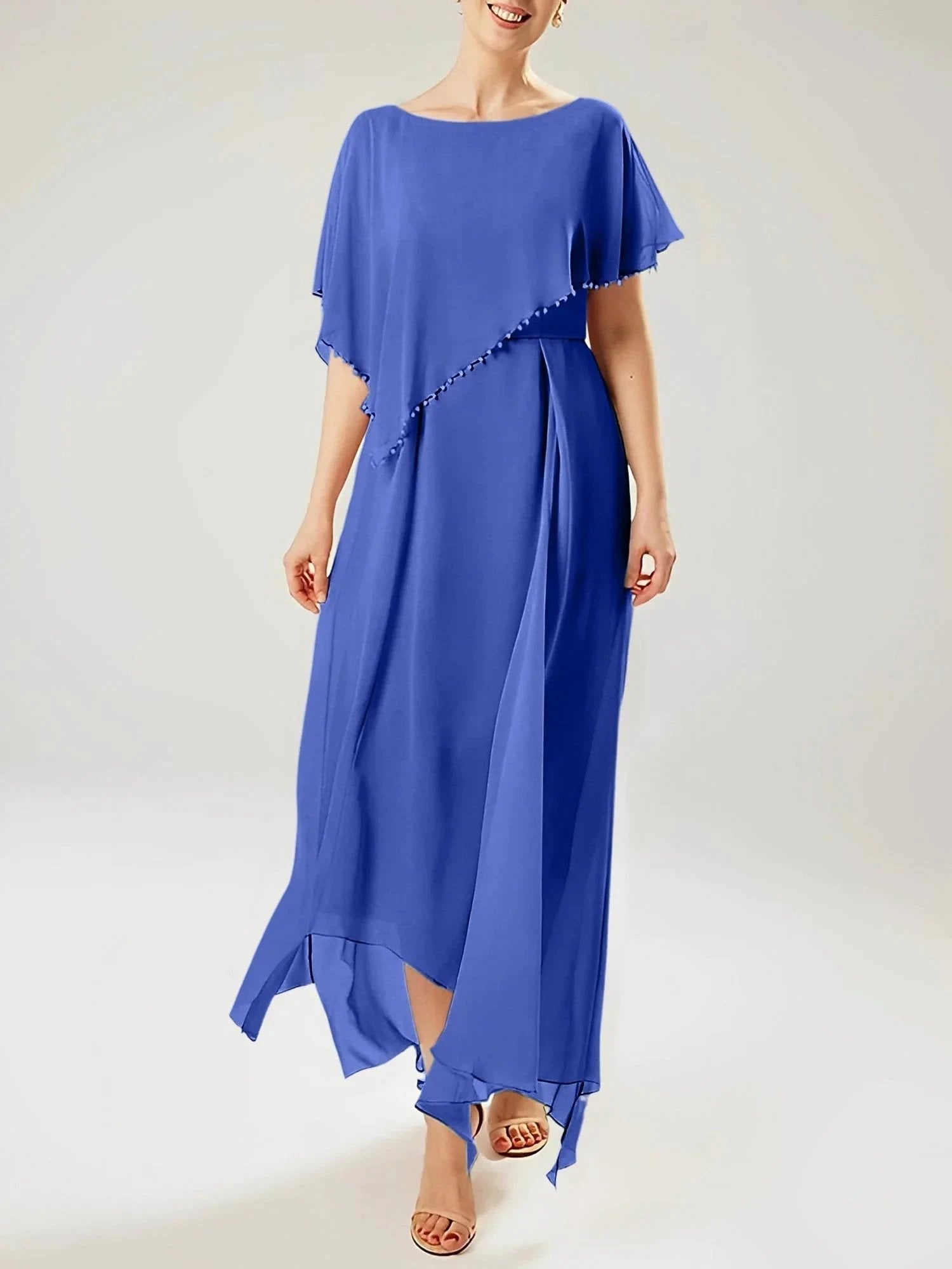 Sheath/Column Scoop Short Sleeves Mother of the Bride Dresses with Tassel