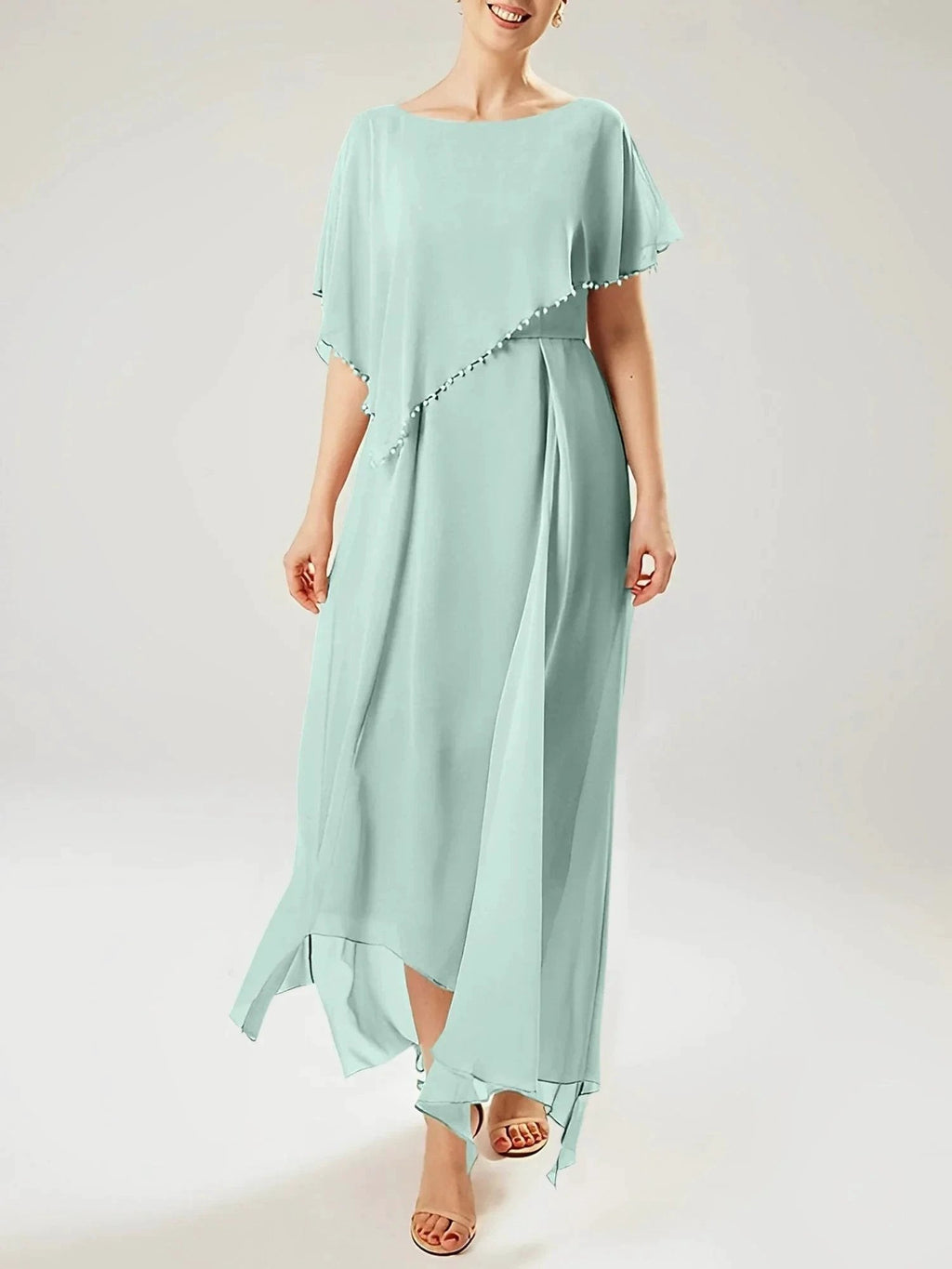 Sheath/Column Scoop Short Sleeves Mother of the Bride Dresses with Tassel