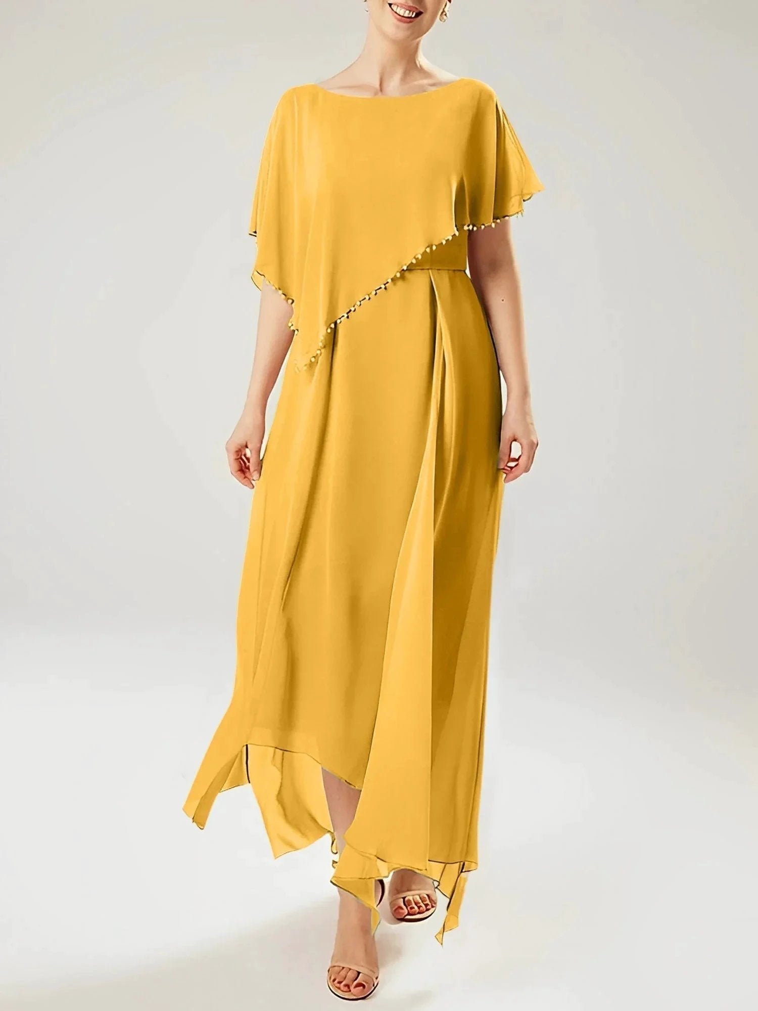 Sheath/Column Scoop Short Sleeves Mother of the Bride Dresses with Tassel
