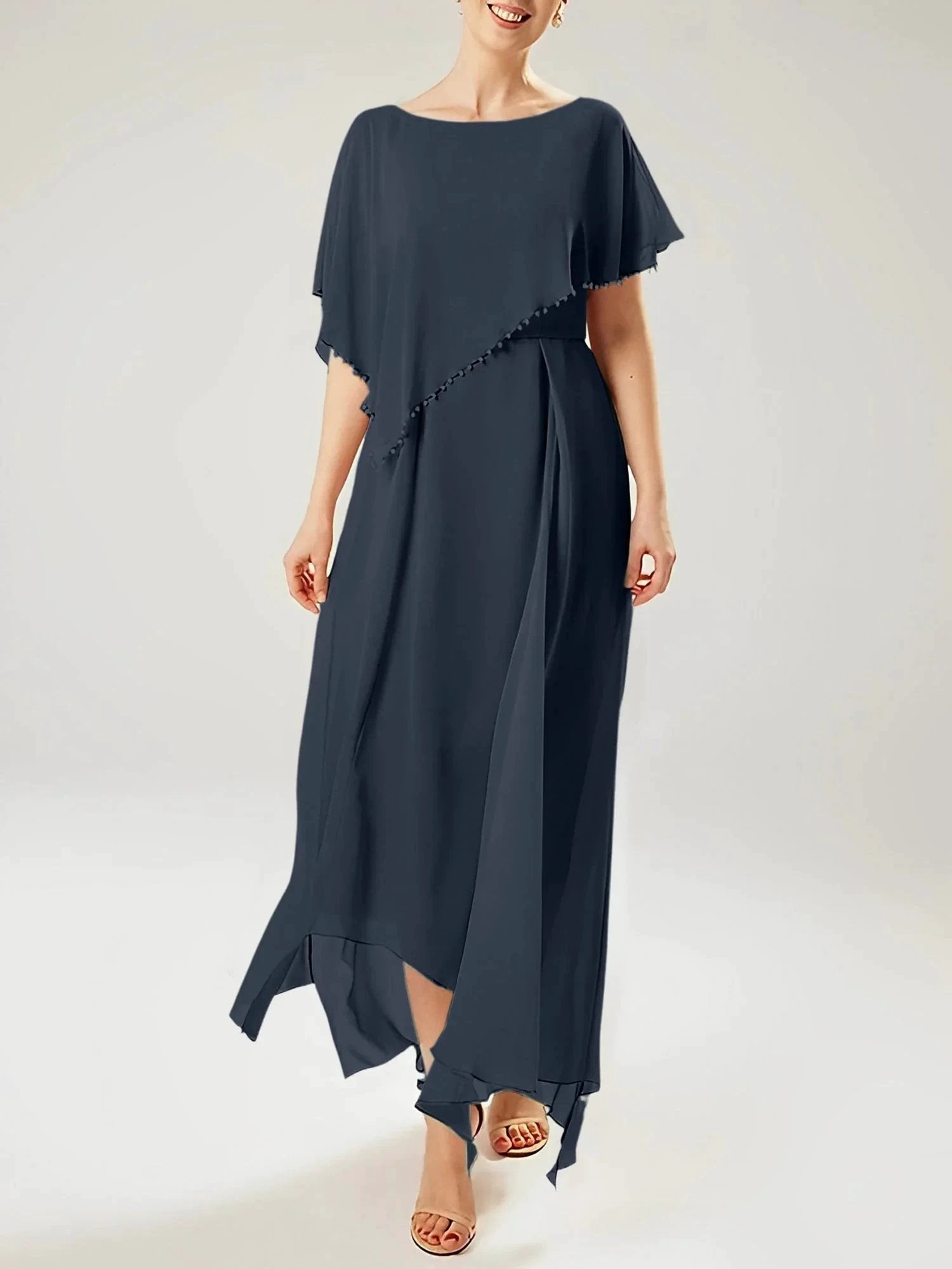 Sheath/Column Scoop Short Sleeves Mother of the Bride Dresses with Tassel