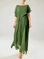 Sheath/Column Scoop Short Sleeves Mother of the Bride Dresses with Tassel