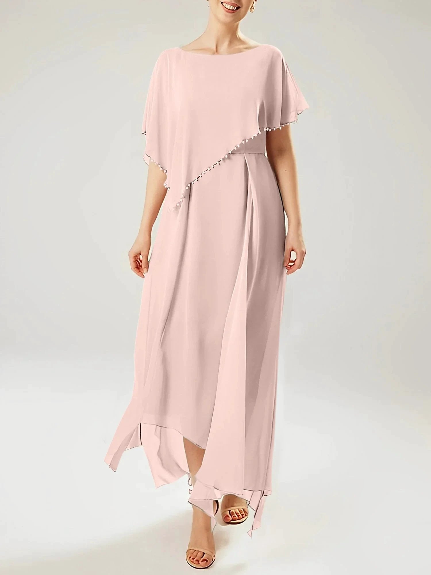 Sheath/Column Scoop Short Sleeves Mother of the Bride Dresses with Tassel