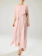 Sheath/Column Scoop Short Sleeves Mother of the Bride Dresses with Tassel