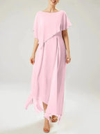 Sheath/Column Scoop Short Sleeves Mother of the Bride Dresses with Tassel