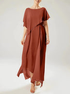 Sheath/Column Scoop Short Sleeves Mother of the Bride Dresses with Tassel