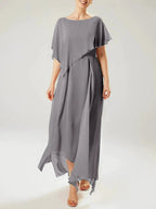 Sheath/Column Scoop Short Sleeves Mother of the Bride Dresses with Tassel