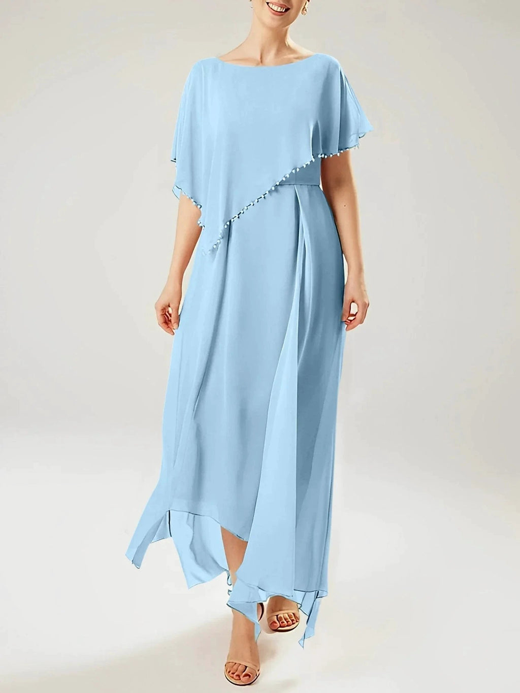 Sheath/Column Scoop Short Sleeves Mother of the Bride Dresses with Tassel