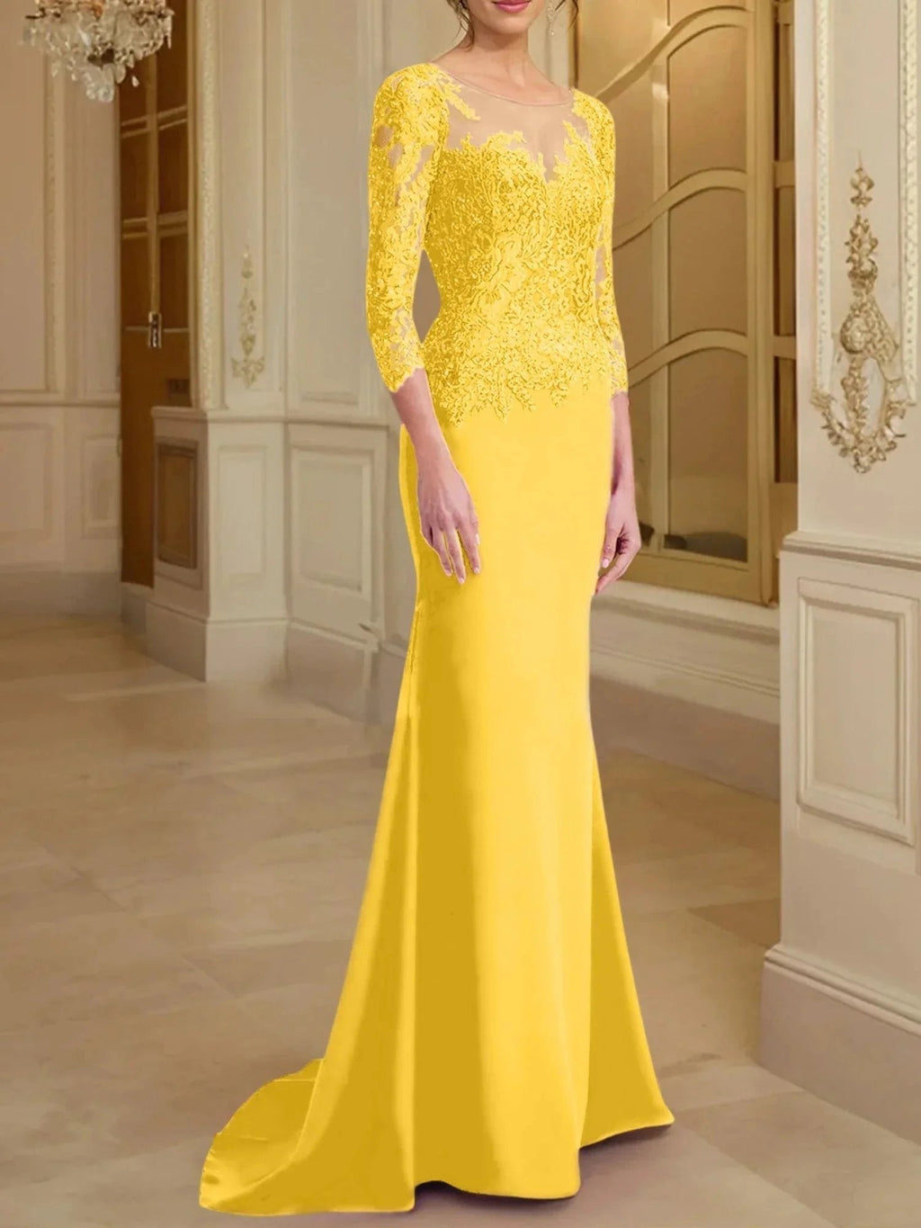 Trumpet/Mermaid Scoop Long Sleeves Mother of the Bride Dresses With Lace