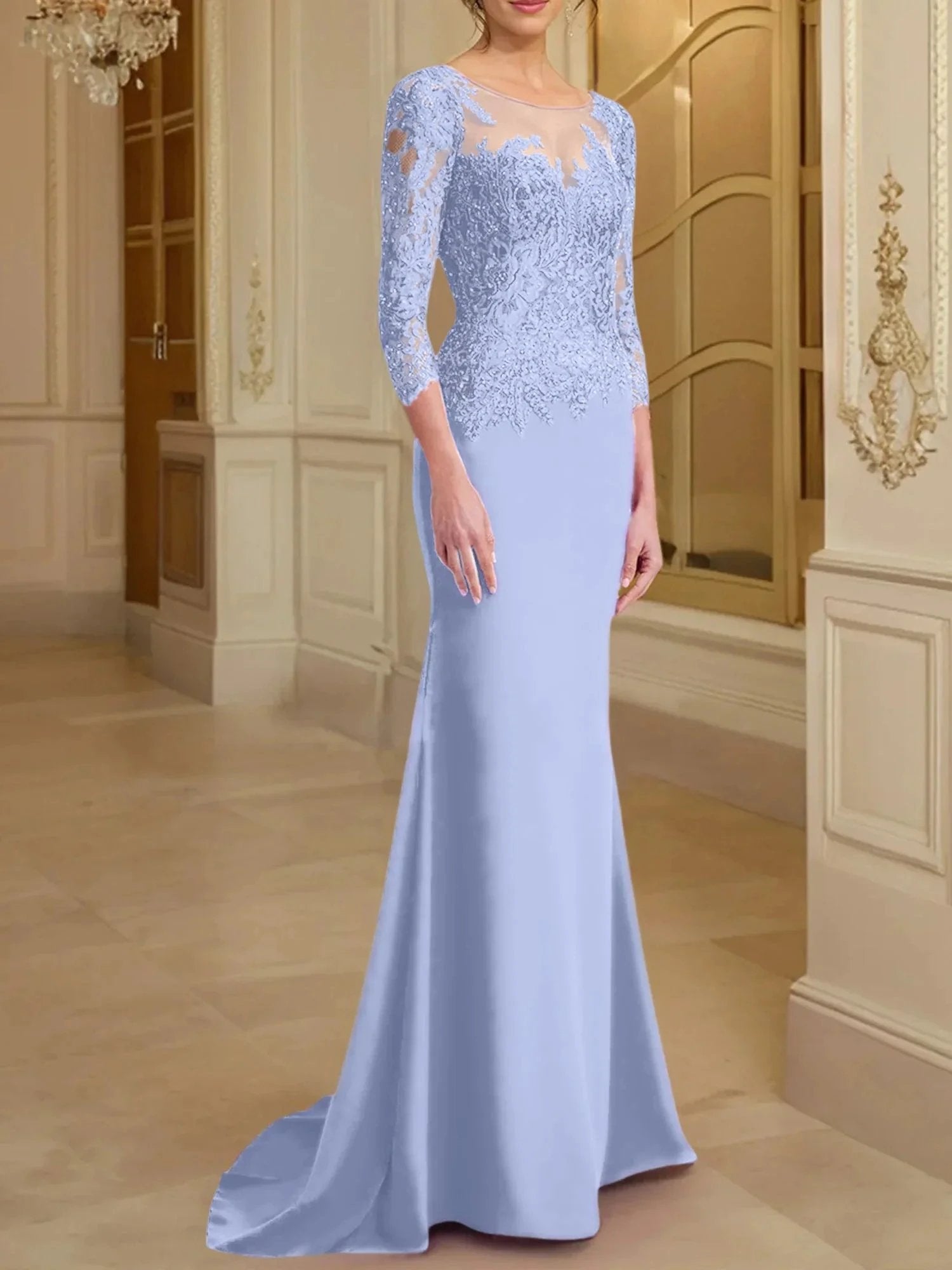 Trumpet/Mermaid Scoop Long Sleeves Mother of the Bride Dresses With Lace