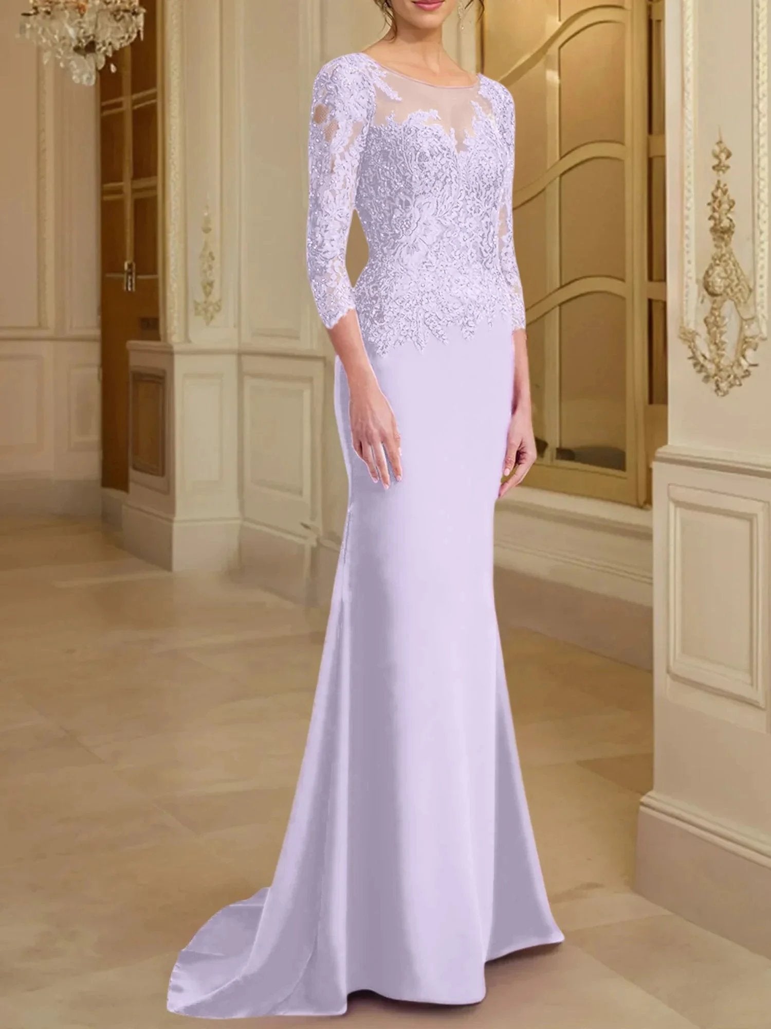 Trumpet/Mermaid Scoop Long Sleeves Mother of the Bride Dresses With Lace