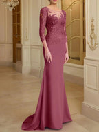 Trumpet/Mermaid Scoop Long Sleeves Mother of the Bride Dresses With Lace