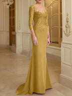 Trumpet/Mermaid Scoop Long Sleeves Mother of the Bride Dresses With Lace