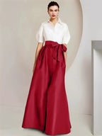 A-Line/Princess  Shirt Collar Short Sleeves 2 pieces Mother Of The Bride Dresses