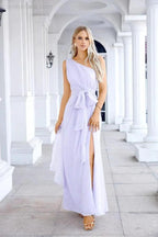 Ladies Chiffon One Shoulder Bridesmaid Evening Dress Wedding Party Evening Dress 28133