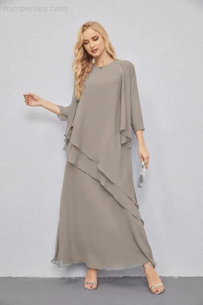 Mother of Bride Dresses with Open Front Lightweight Cardigan Formal Prom Gown  28081