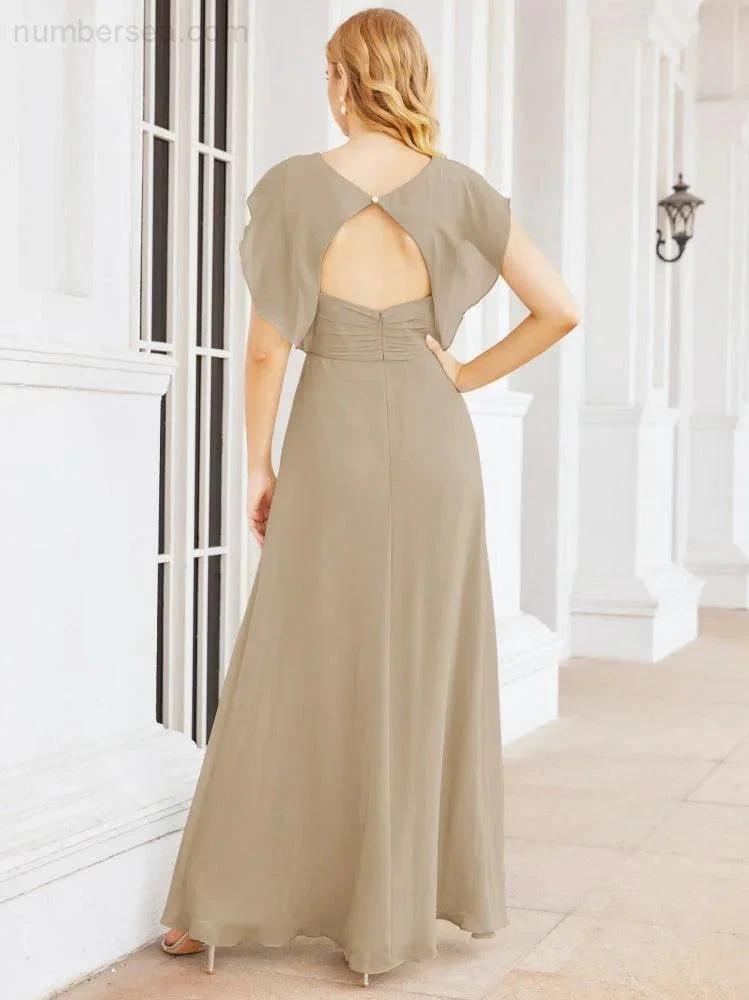 Sunnderly Bridesmaid Dresses Cape Formal Prom Dress Open Back Gowns for Mother of The Bride SY28058