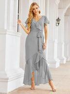 Numbersea Ruffled Bridesmaid Dresses Mermaid Formal Violin Evening Party Prom Gowns 28042