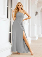 Numbersea One Shoulder Bridesmaid Dresses Long Formal Prom Gowns 28048