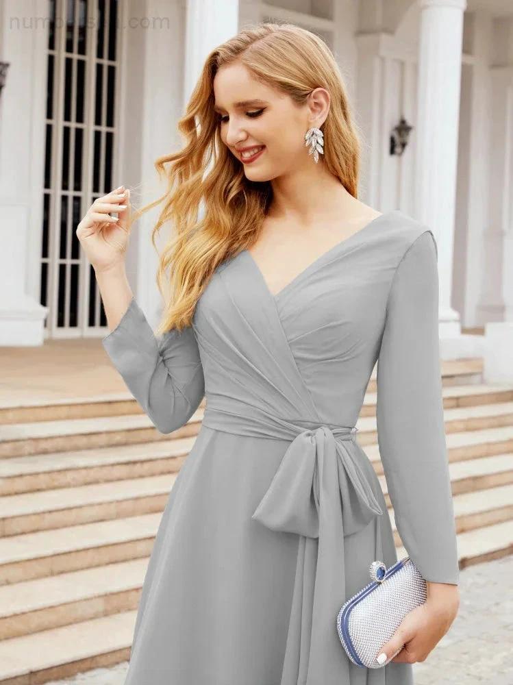 Bridesmaid Dress V-Back Waist Belt Mother of the Bride Wedding Guest SY28031