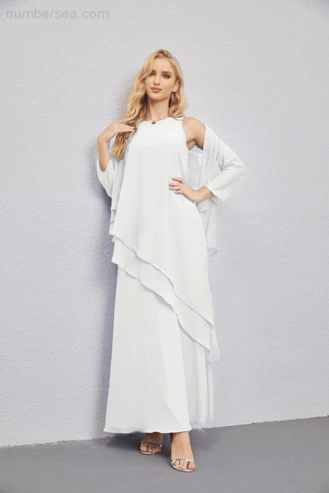 Mother of Bride Dresses with Open Front Lightweight Cardigan Formal Prom Gown  28081