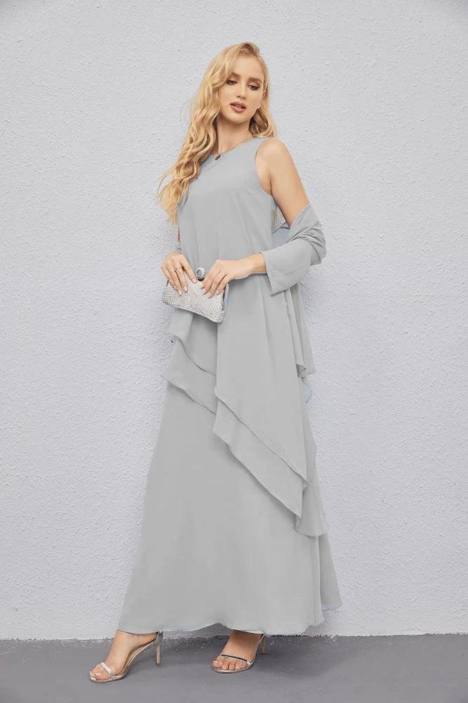Mother of Bride Dresses with Open Front Lightweight Cardigan Formal Prom Gown  28081
