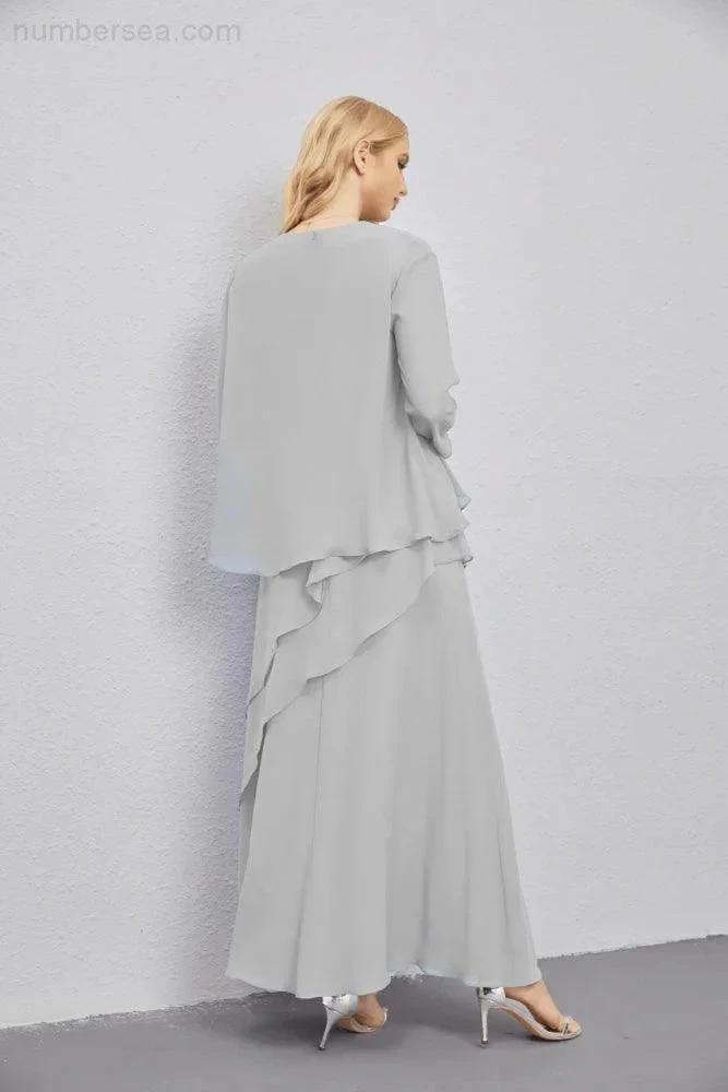 Mother of Bride Dresses with Open Front Lightweight Cardigan Formal Prom Gown  28081