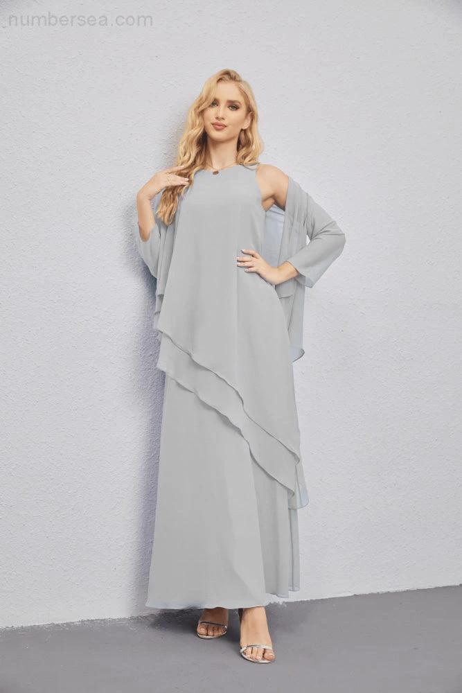 Mother of Bride Dresses with Open Front Lightweight Cardigan Formal Prom Gown  28081