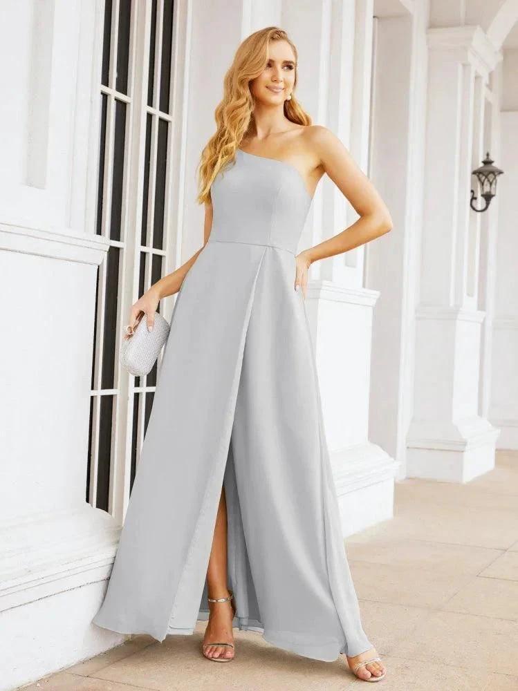 Numbersea Women's One Shoulder Formal Prom Gowns for Mother of The Bride Side Slit Bridesmaid Dresses 28052
