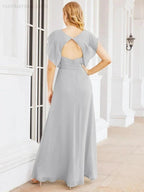 Sunnderly Bridesmaid Dresses Cape Formal Prom Dress Open Back Gowns for Mother of The Bride SY28058