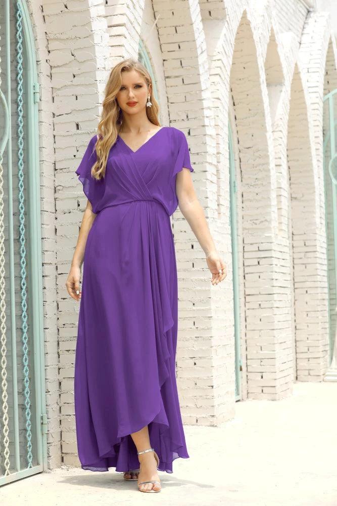 Numbersea  Mother of The Bride Dresses Plus Size V-Neck Floor Length Formal Prom Dress for Wedding Guest 28020