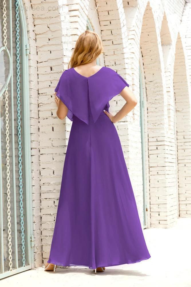 Numbersea  Mother of The Bride Dresses Plus Size V-Neck Floor Length Formal Prom Dress for Wedding Guest 28020