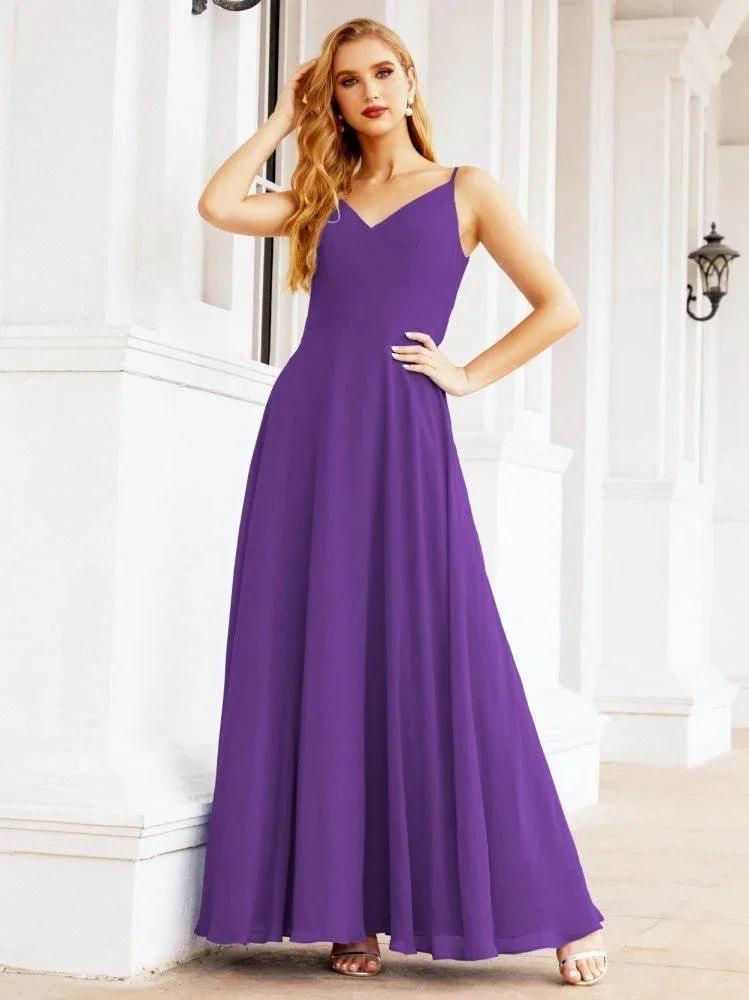 Numbersea Spaghetti Strap Bridesmaid Dresses V Neck Butterfly Back Fromal Evening Party Prom Gown 28036