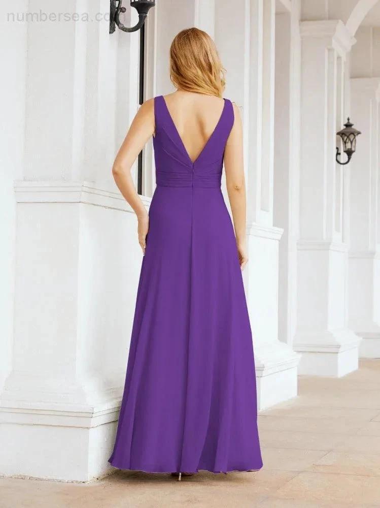 Numbersea Bridesmaid Dresses for Wedding Ruffles Long Formal Prom Gowns 28039