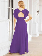 Sunnderly Bridesmaid Dresses Cape Formal Prom Dress Open Back Gowns for Mother of The Bride SY28058