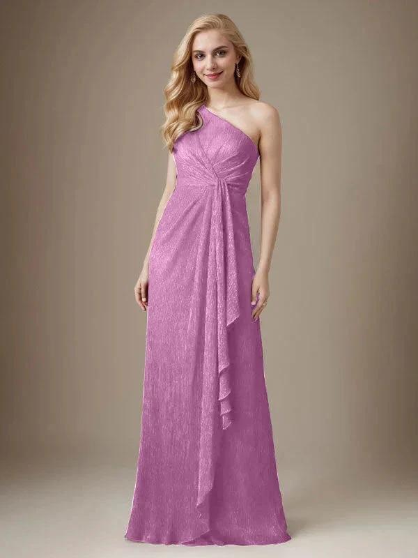 Ruby Sheath One Shoulder Metallic Mesh Dress Mother of the Bride Dress