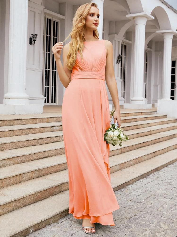 Numbersea Bridesmaid Dresses for Wedding Ruffles Long Formal Prom Gowns 28039