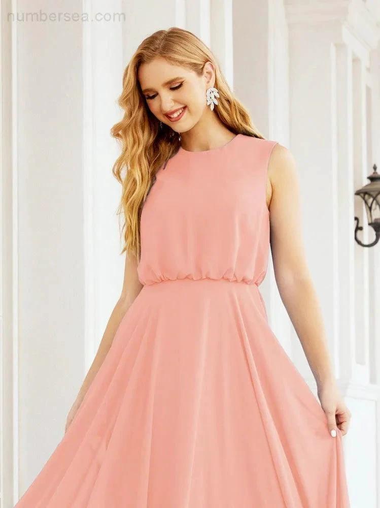Numbersea Sleeveless Long Bridesmaid Dress A line Formal Evening Prom Gown 28025