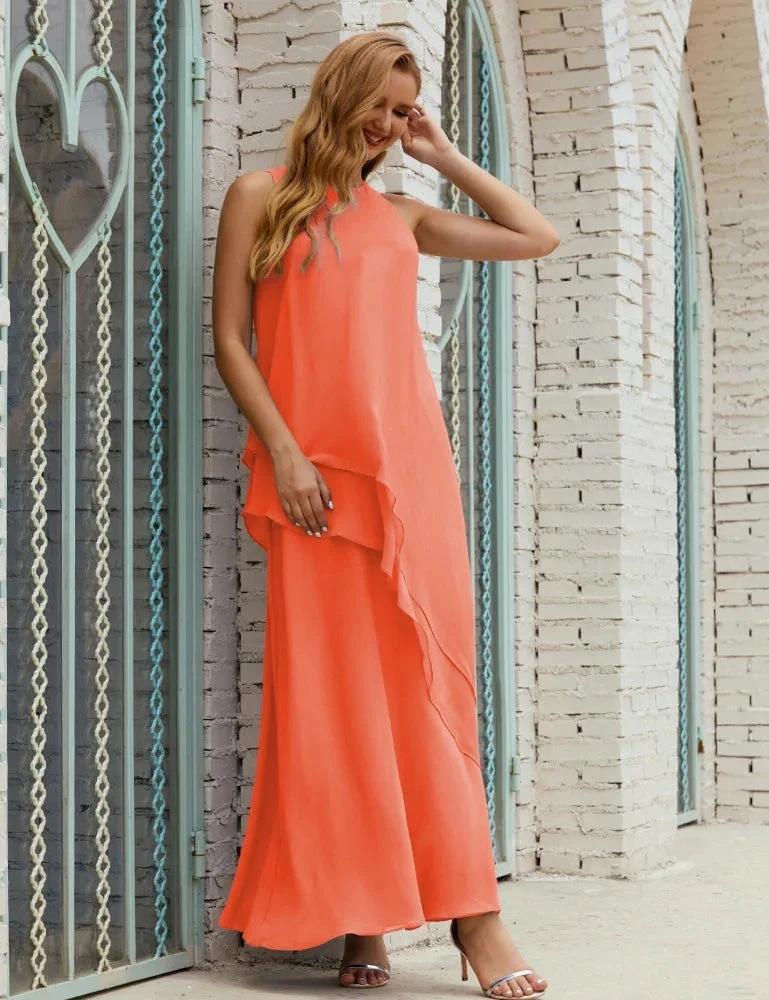 Chiffon Long Plus Size Mother of Bride Dresses Formal Bridesmaid Prom Gown SY28019