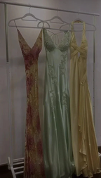 Elegant Yellow Halter Satin Beaded Prom Dress Slit Mermaid Party Evening Dress Y8426