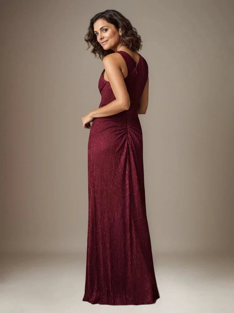 Ruby Sheath One Shoulder Metallic Mesh Dress Mother of the Bride Dress