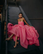 Elisa |Light Pink A Line Strapless Organza Prom Dress