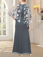 Long Glitter Mesh Dress with Novelty Asymmetric Overlay Bodice